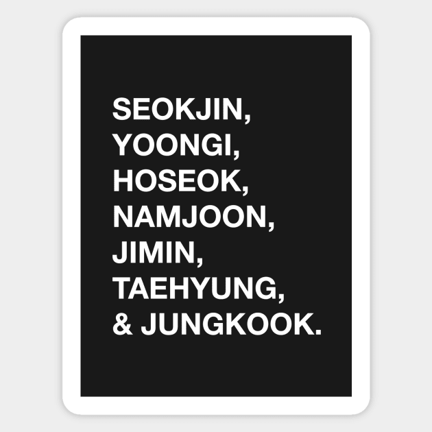 BTS names Sticker by shirtkey